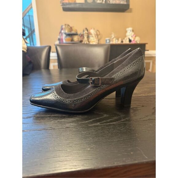 Aerosoles Black Cover Song Faux Leather Mary Jane Heels Comfort Shoes sz 11 - Picture 5 of 8